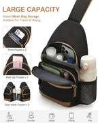 Bolso bandolera para mujeres y hombres, bolsos cruzados impermeables para mujeres, riñonera con correa de hombro convertible para viajes, Negro, Grande