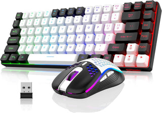 RedThunder K84 Combo de teclado y mouse inalámbricos, batería recar...