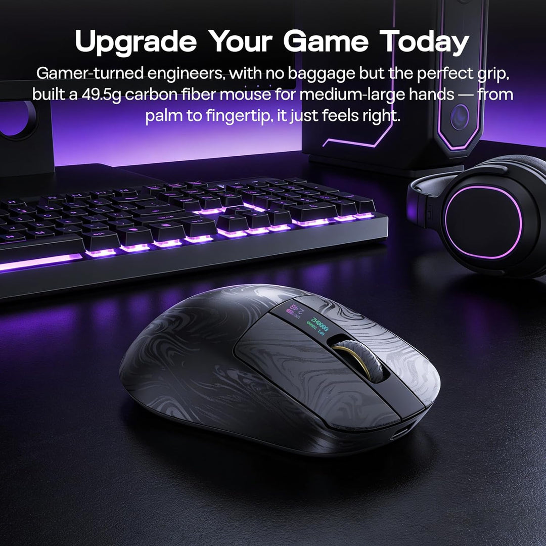 EPOMAKER Carbonis - Mouse inalámbrico para juegos con pantalla digi...
