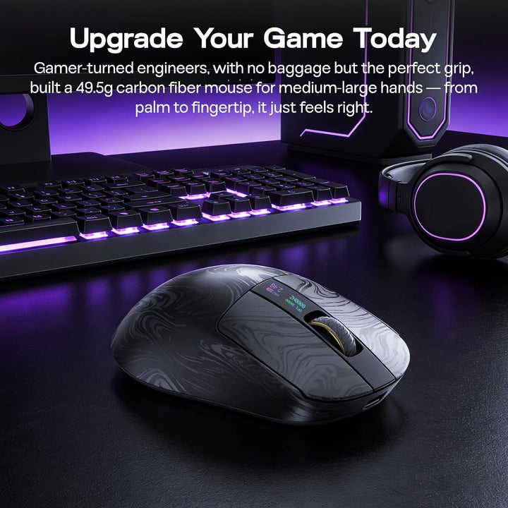 EPOMAKER Carbonis - Mouse inalámbrico para juegos con pantalla digi...