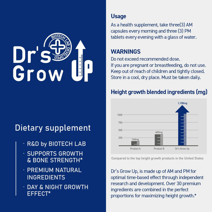 BONE SCIENCE Dr's Grow UP AM &amp; PM Hueso y crecimiento para...