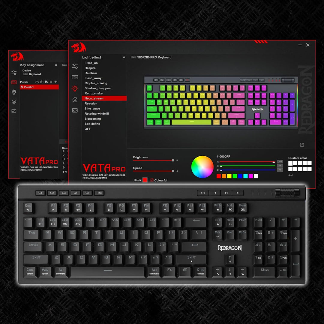Redragon K580 PRO teclado inalámbrico RGB para juegos, teclado mecá...
