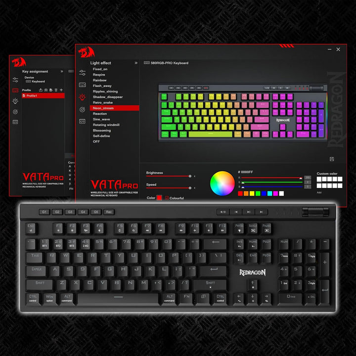 Redragon K580 PRO teclado inalámbrico RGB para juegos, teclado mecá...