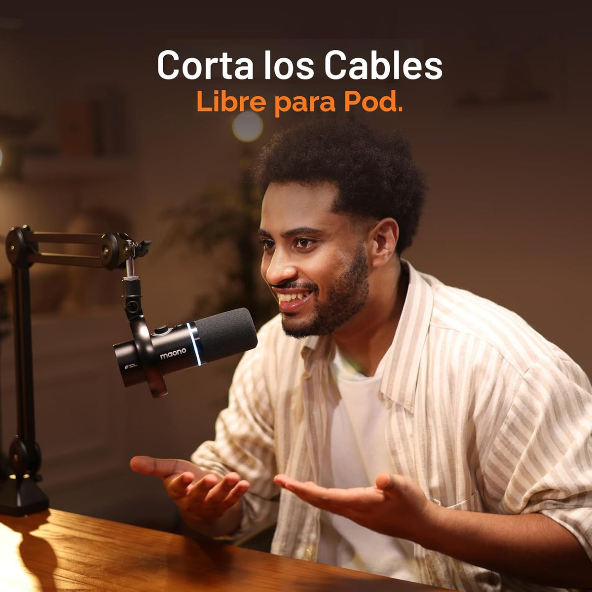 MAONO PD200W Micrófono inalámbrico híbrido para podcast para PC, mi...