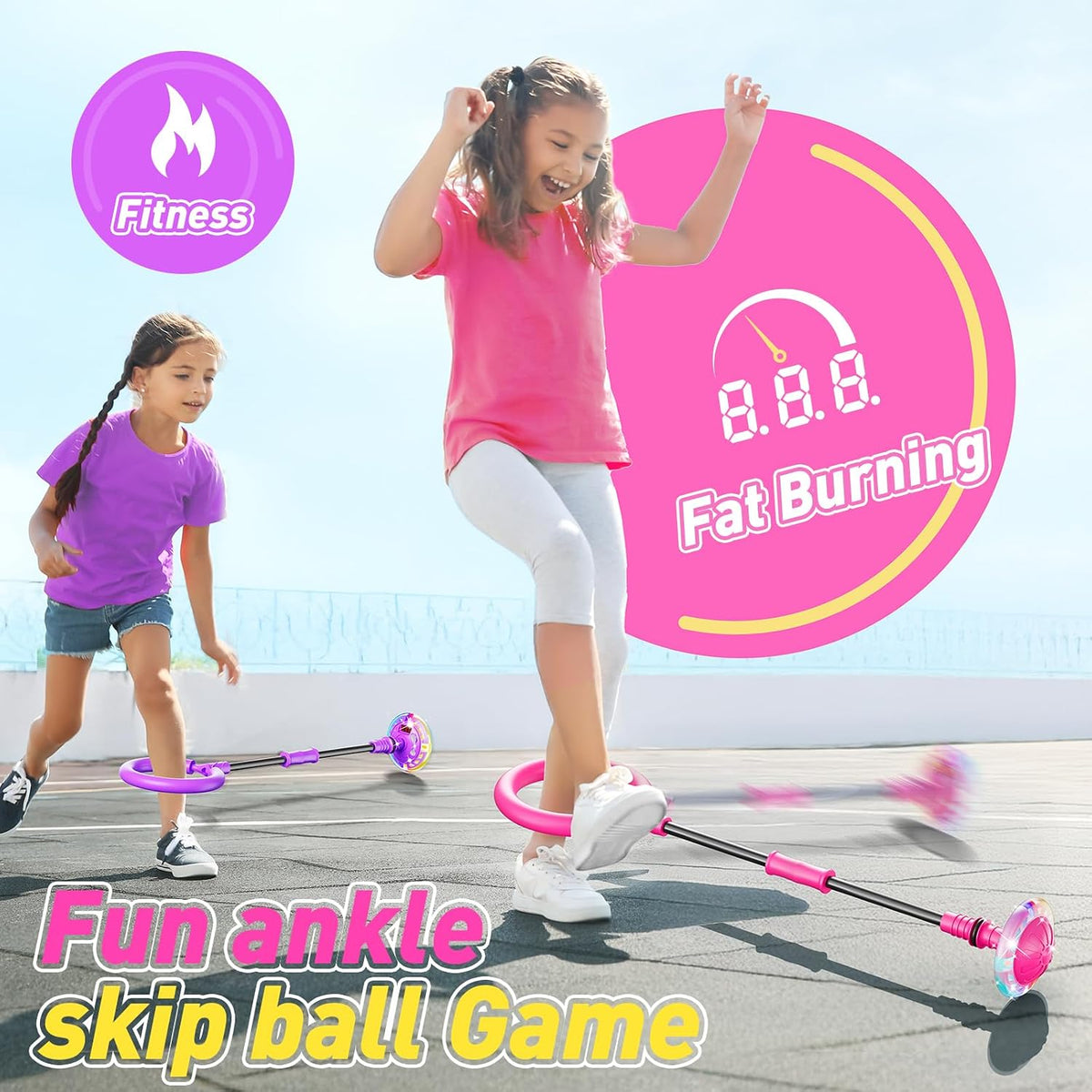 Flooyes Skip Ball para Kids, Ankle Skip Ball Toy con Counter, Timer