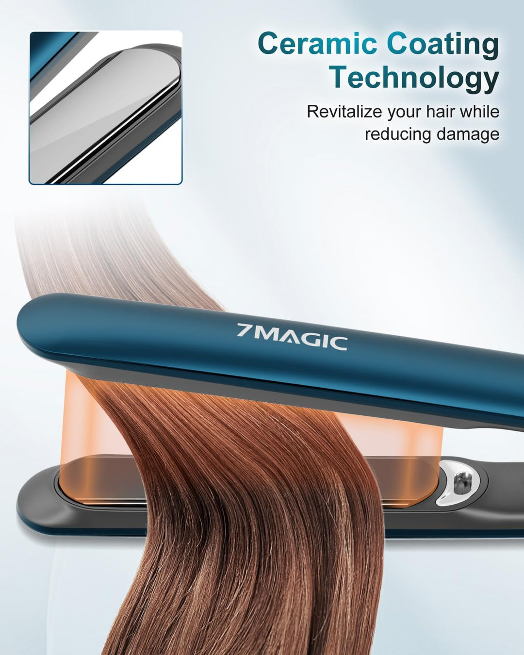 7MAGIC Plancha de pelo alisadora de 1 pulgada, plancha plana de tit...