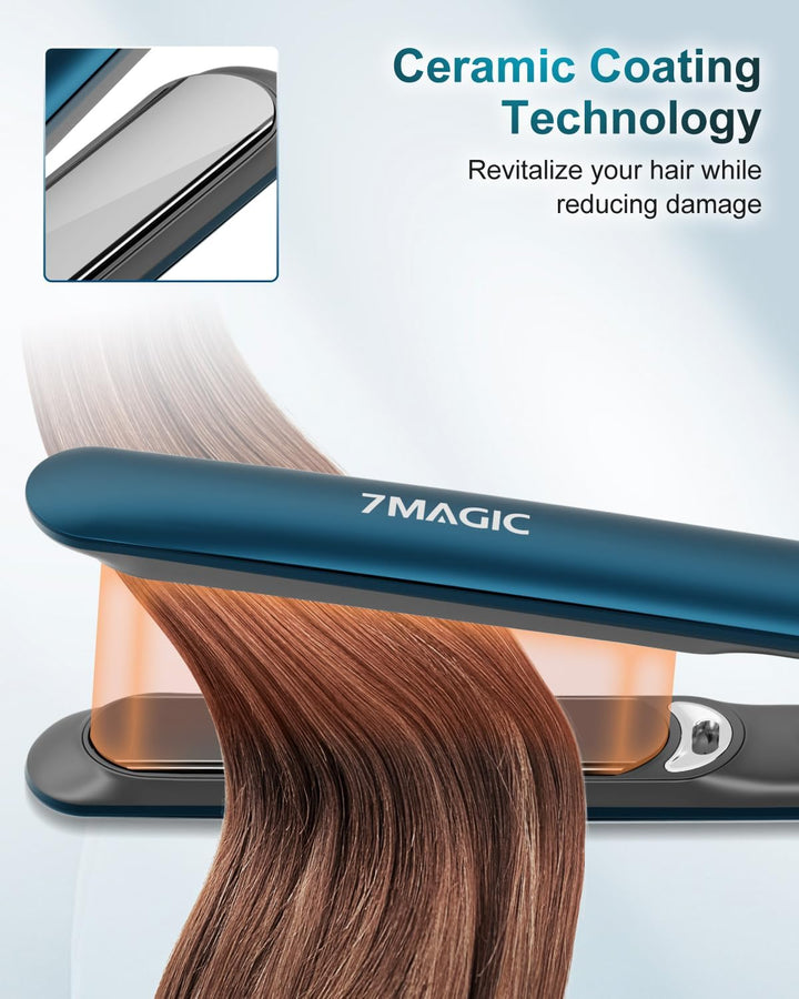 7MAGIC Plancha de pelo alisadora de 1 pulgada, plancha plana de tit...