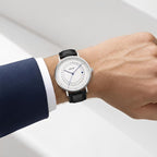 Reloj para Hombre a.b.art – Indicador de Fecha Saltante, Movimiento de Cuarzo Ronda, Cristal de Zafiro, Caja Ultrafina de Acero Inoxidable, Reloj de Pulsera Minimalista Estilo Bauhaus 41MM
