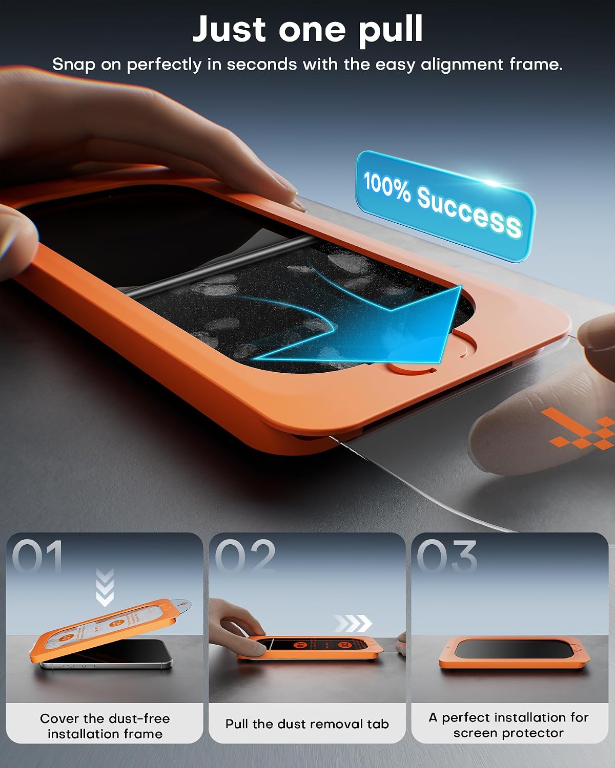 OMOTON Protector de pantalla de vidrio mate para iPhone 16 Pro, paquete de
