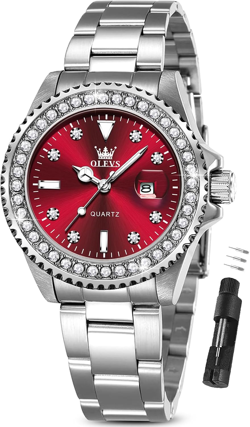 OLEVS Relojes para Mujer de Vestir Lujo Acero Inoxidable a Prueba de Agua Reloj de Muñeca