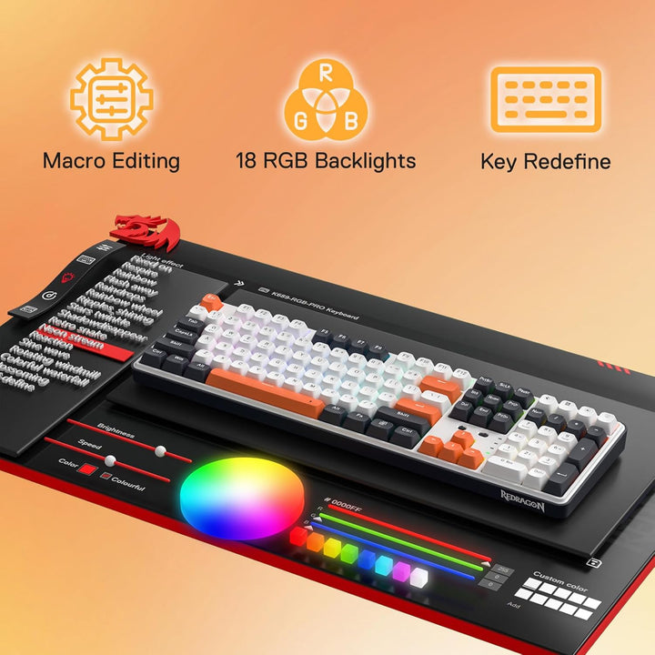 Redragon K689 PRO - Teclado Gaming RGB Inalámbrico con Junta de Sel...