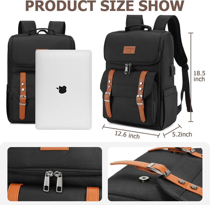 YALUNDISI Mochila vintage de viaje para laptop con puerto de carga...