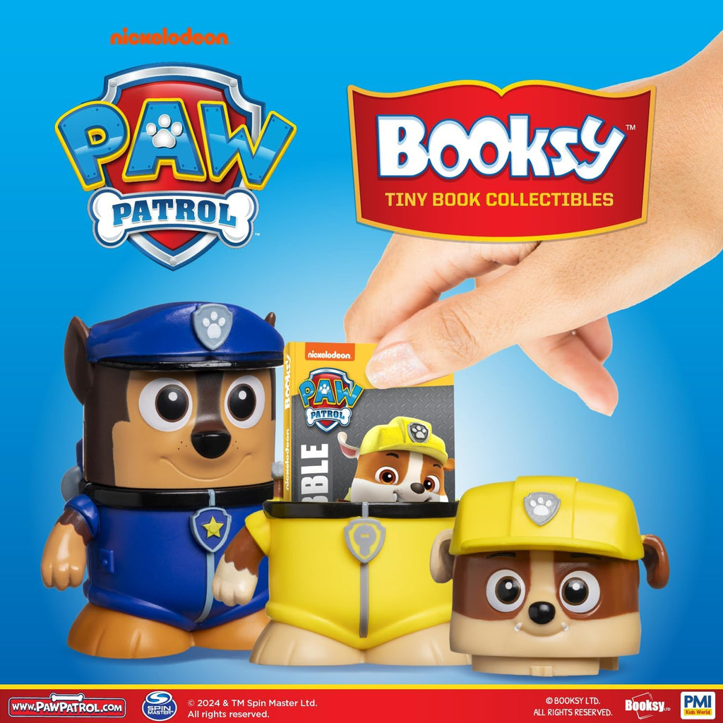 P.M.I. PAW Patrol - Paquete de 6 figuras de acción coleccionables con libros de cuentos ocultos, juguetes para niños y niñas de 3 a 8 años, licencia oficial, incluye Chase, Marshall, Skye, Rubble, Rocky y Liberty