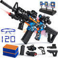 Pistola de juguete automática de espuma de francotirador con alcance, pistola de juguete eléctrica con 120 dardos para pistolas, IR, linterna, GDS, gafas, tecnología de bombas de aire, juego de