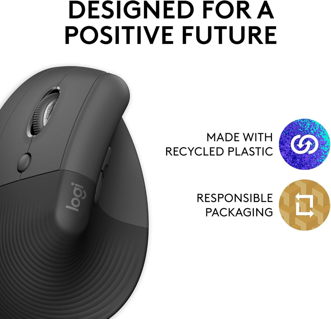 Logitech Lift - Mouse ergonómico vertical para mano izquierda, uso...