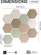 Paquete de 12 azulejos hexagonales de fieltro para tablón de