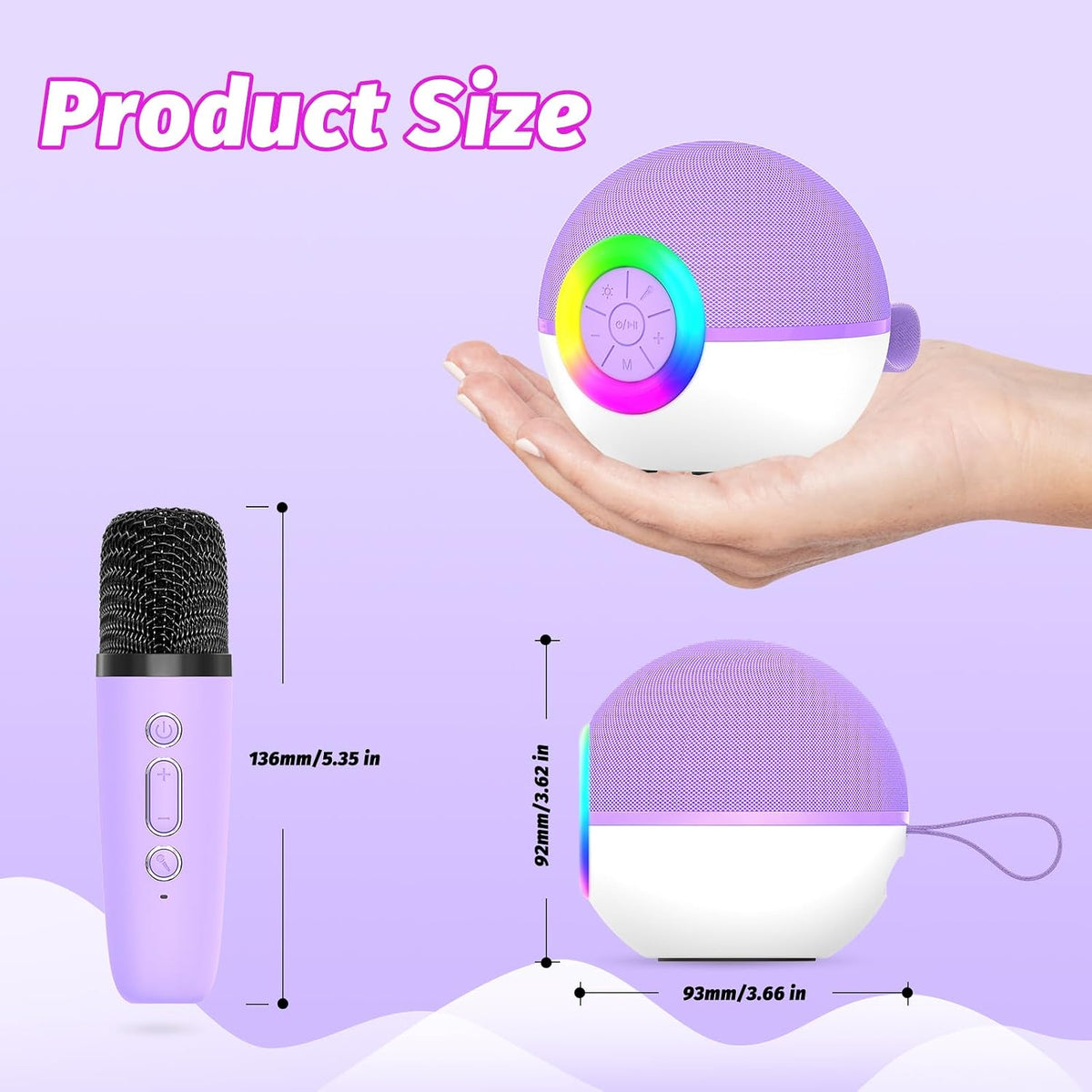 Mini máquina de karaoke con altavoz para niños y adultos, micrófono Bluetooth portátil con juguetes de canciones y luz LED, el mejor regalo de Navidad, cumpleaños y festival para niñas y niños