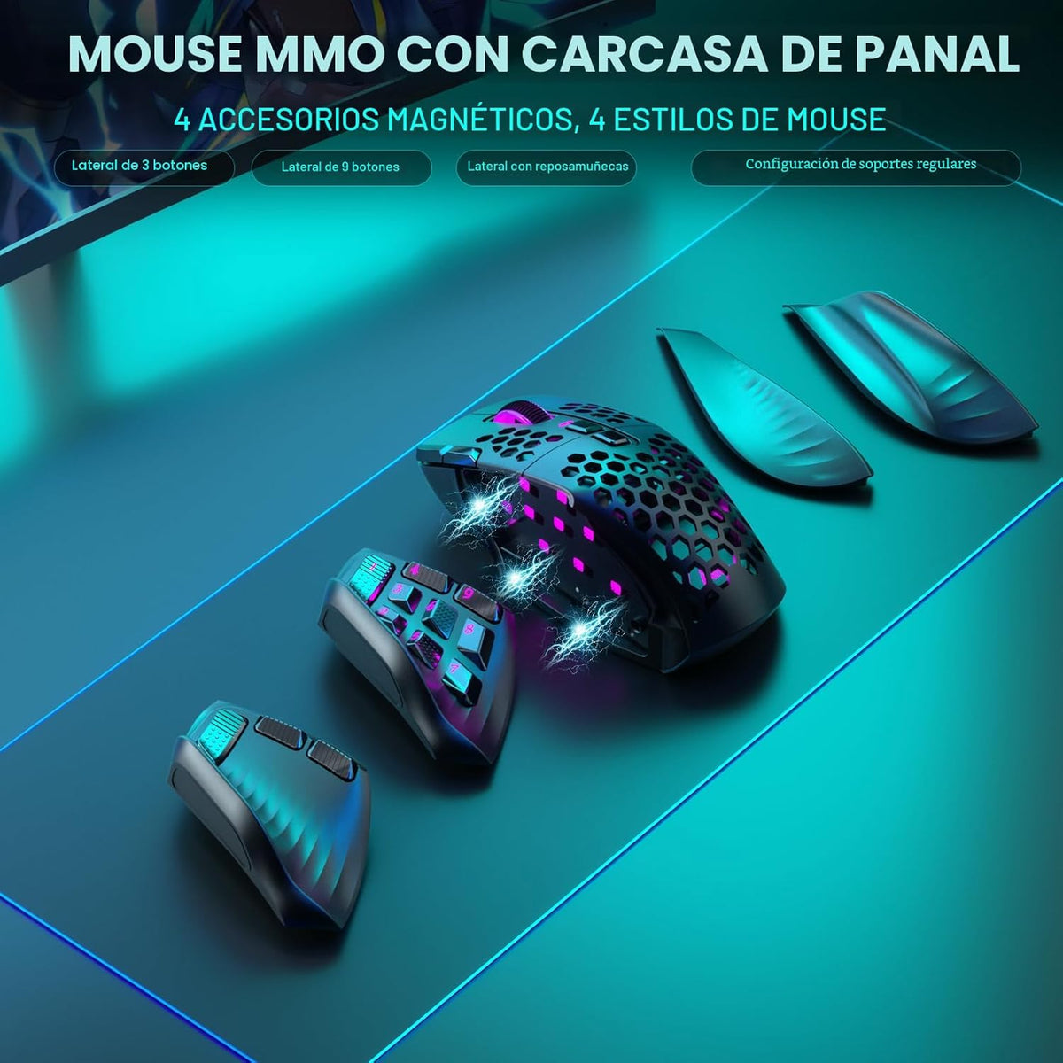 SOLAKAKA SM809 Pro - Mouse para juegos con 9 botones laterales, mou...