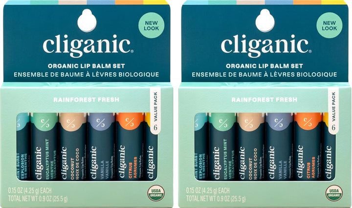 Cliganic Set de bálsamo labial orgánico (2 paquetes de 6 tubos), 10...