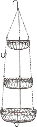 Simple Houseware - Cesta colgante para frutas de 3 niveles, bronce