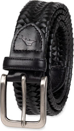 Tommy Bahama Cinturón de cuero trenzado para hombre, diseño elástic...