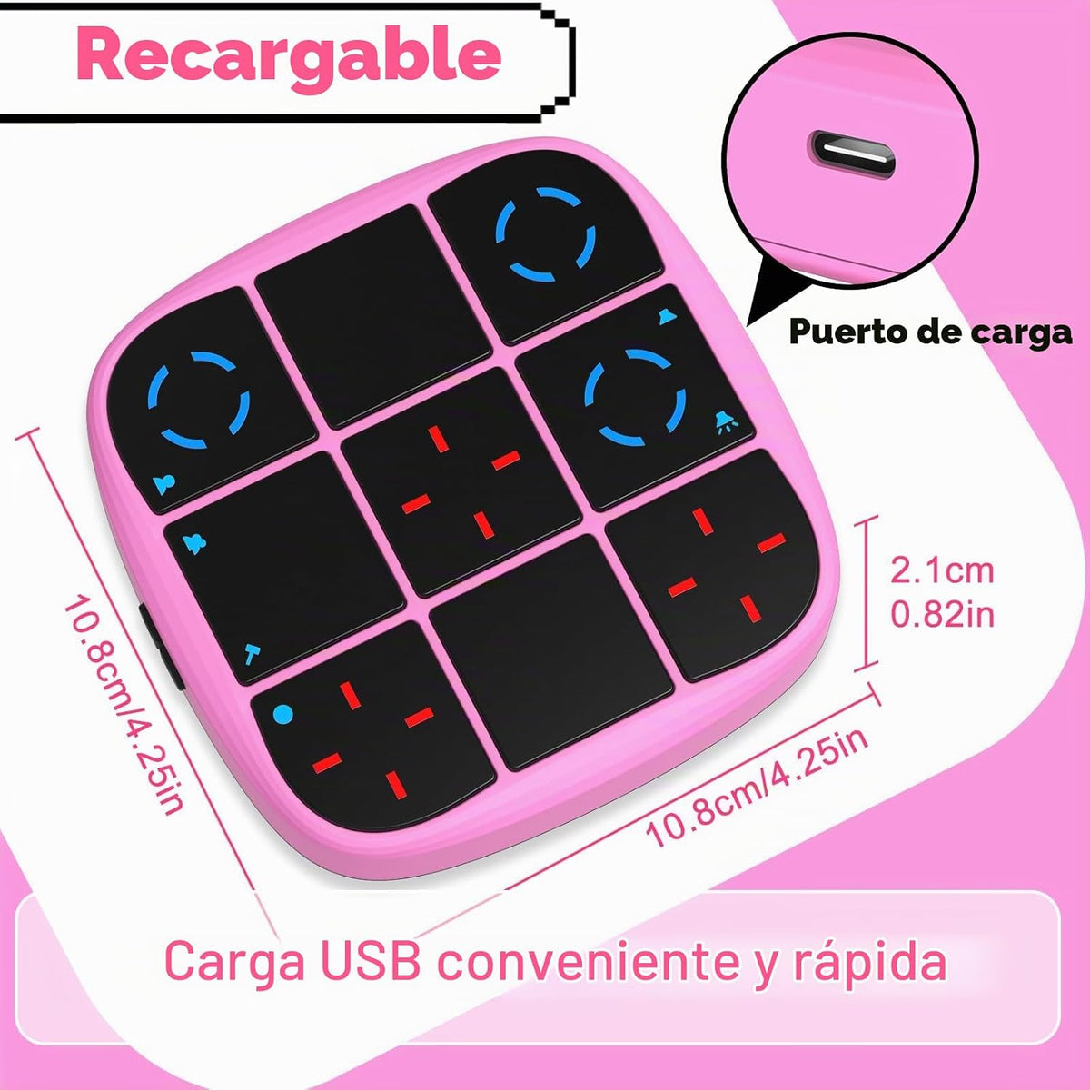 KOQQQ Juego de pernos recargables Tic-Tac-Toe, consola de rompecabezas de mano mejorada 4 en 1, juego de memoria educativo electrónico, juegos de mesa portátiles de viaje en automóvil para niños y