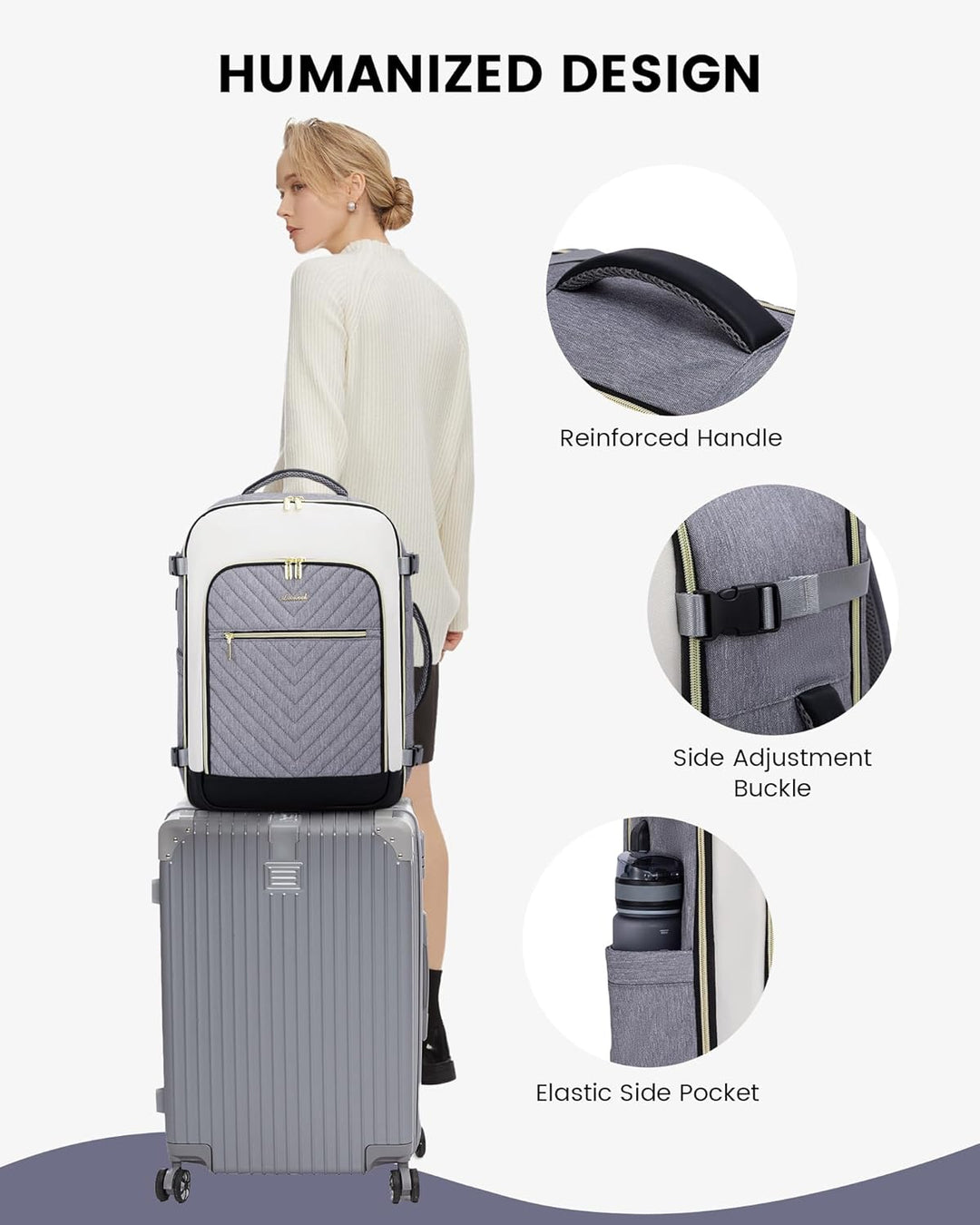 LOVEVOOK Mochila de viaje grande, equipaje de mano para aviones, Mo...