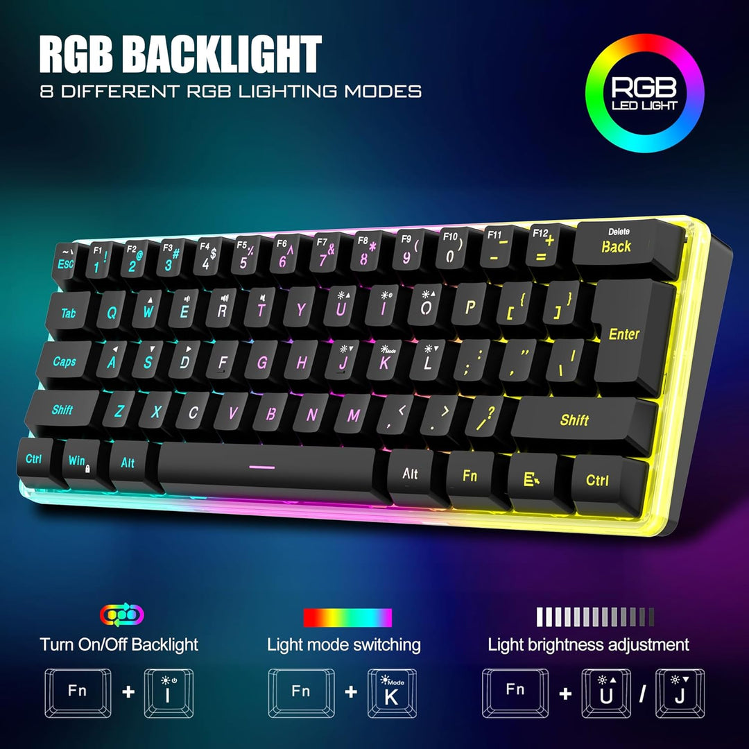 RedThunder Combo de teclado y mouse para juegos inalámbrico del 60%...