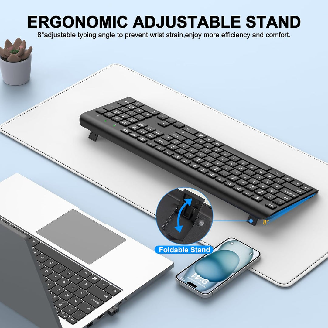 EDJO Teclado inalámbrico teclado silencioso USB
