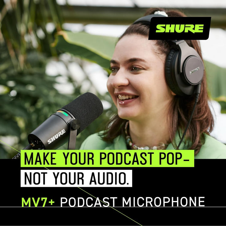 Shure MV7+ - Micrófono dinámico para podcasts, certificado OBS, aud...