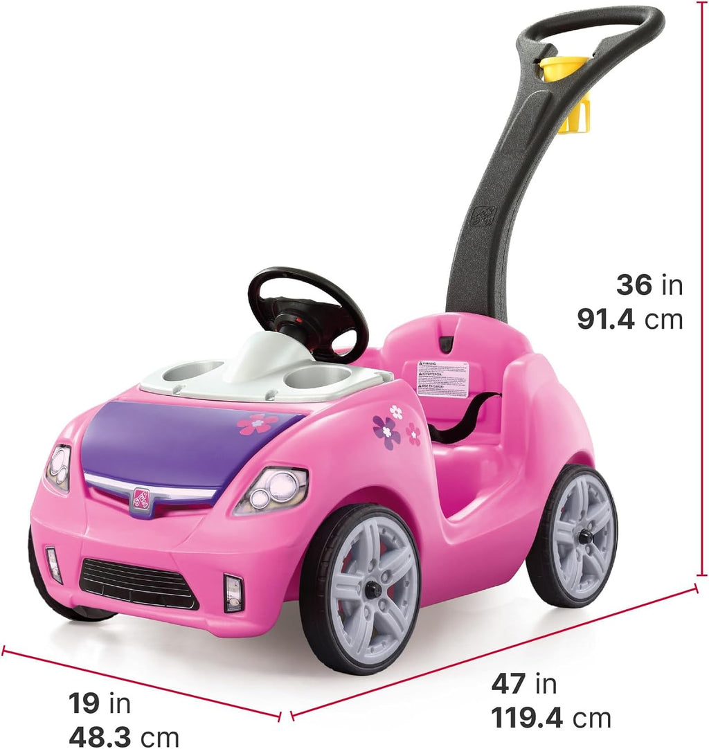 Step2 Whisper Ride II Kids Push Cars, Ride en Car, Seat Belt, Horn, Toddlers Ages 1.5 – 4 Years Old, Max Weight 50 lbs., Quick Storage, Stroller Substitute, Pink