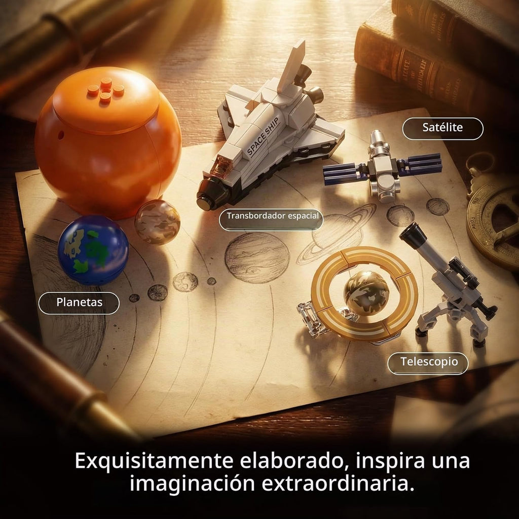 Juguete de bloques de construcción del sistema solar, planeta mecánico Tierra y Luna en órbita, juego de construcción de ciencia astronomía espacial STEM, regalo de cumpleaños educativo para niños de