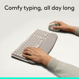 Logitech Wave Keys - Teclado ergonómico inalámbrico con reposamanos...