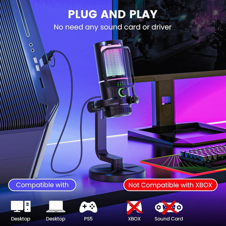 SINWE Micrófono para juegos con cancelación de ruido y control de g...