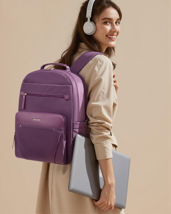 LOVEVOOK Mochila para laptop para mujer con ribete de cuero y bolsi...