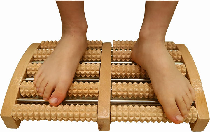 WELLWAY Masajeador de pies de madera para fascitis plantar, masajea...