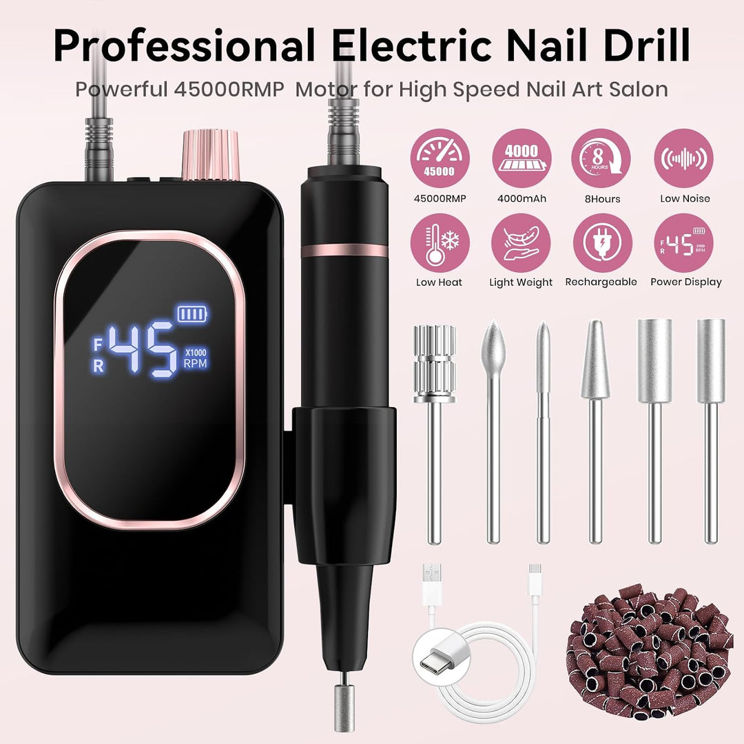 Taladro de uñas eléctrico profesional de 45000 RPM, lima de uñas po...