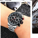 Relojes de Lujo para Hombre de Acero Inoxidable con Cronógrafo de Negocios