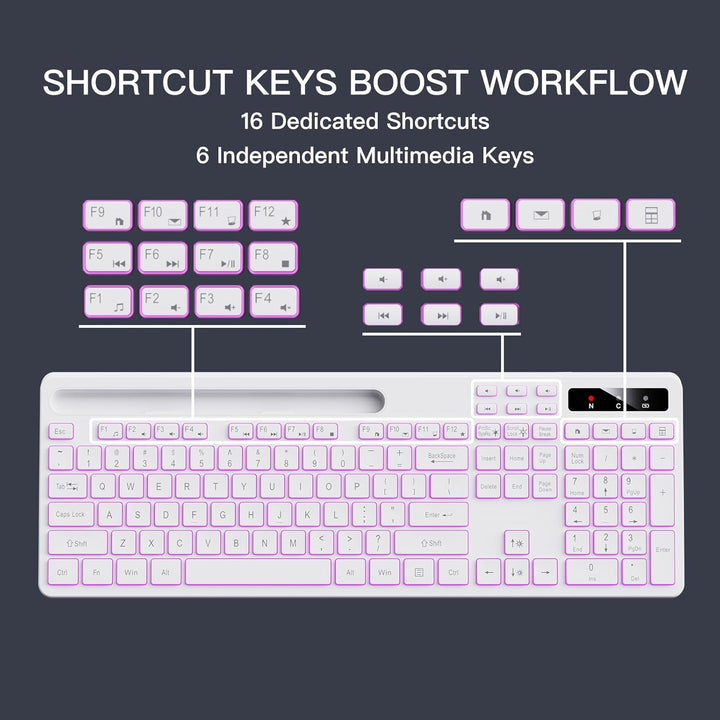 Soueto - Teclado inalámbrico con retroiluminación RGB de 7 colores,...