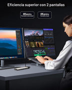 NOVOO Estación de acoplamiento USB C con monitor doble, estación de acoplamiento para laptop 15 en 1, 3 monitores con 2 puertos HDMI, VGA, USB C/A, 100 W PD, RJ45, SD/TF y audio, adaptador multipuerto