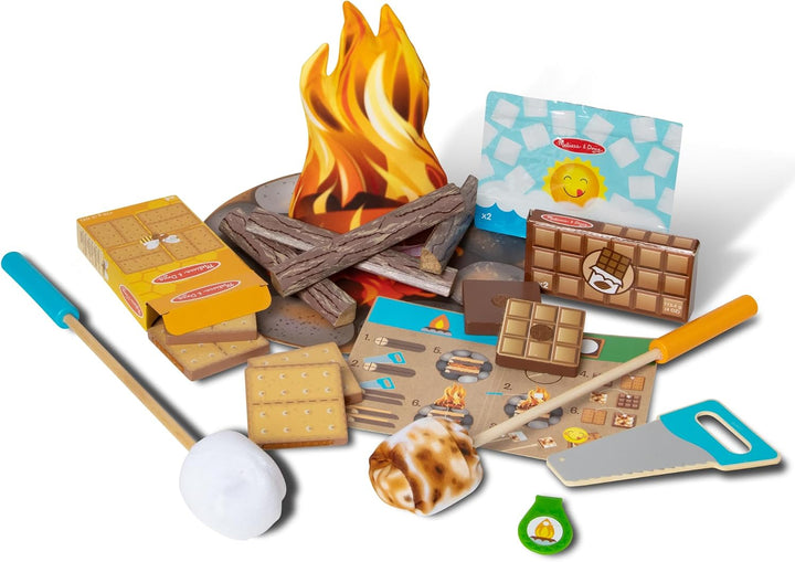 Melissa &amp; Doug: set de juego de fogata S\u2019mores con comida...