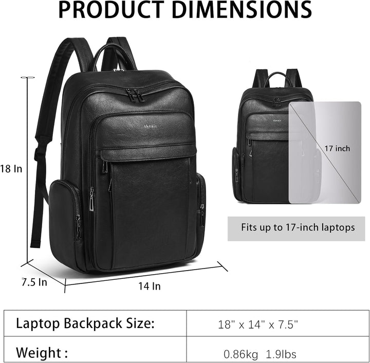 Shrrie Mochila de cuero para laptop para mujer con mochila de compu...