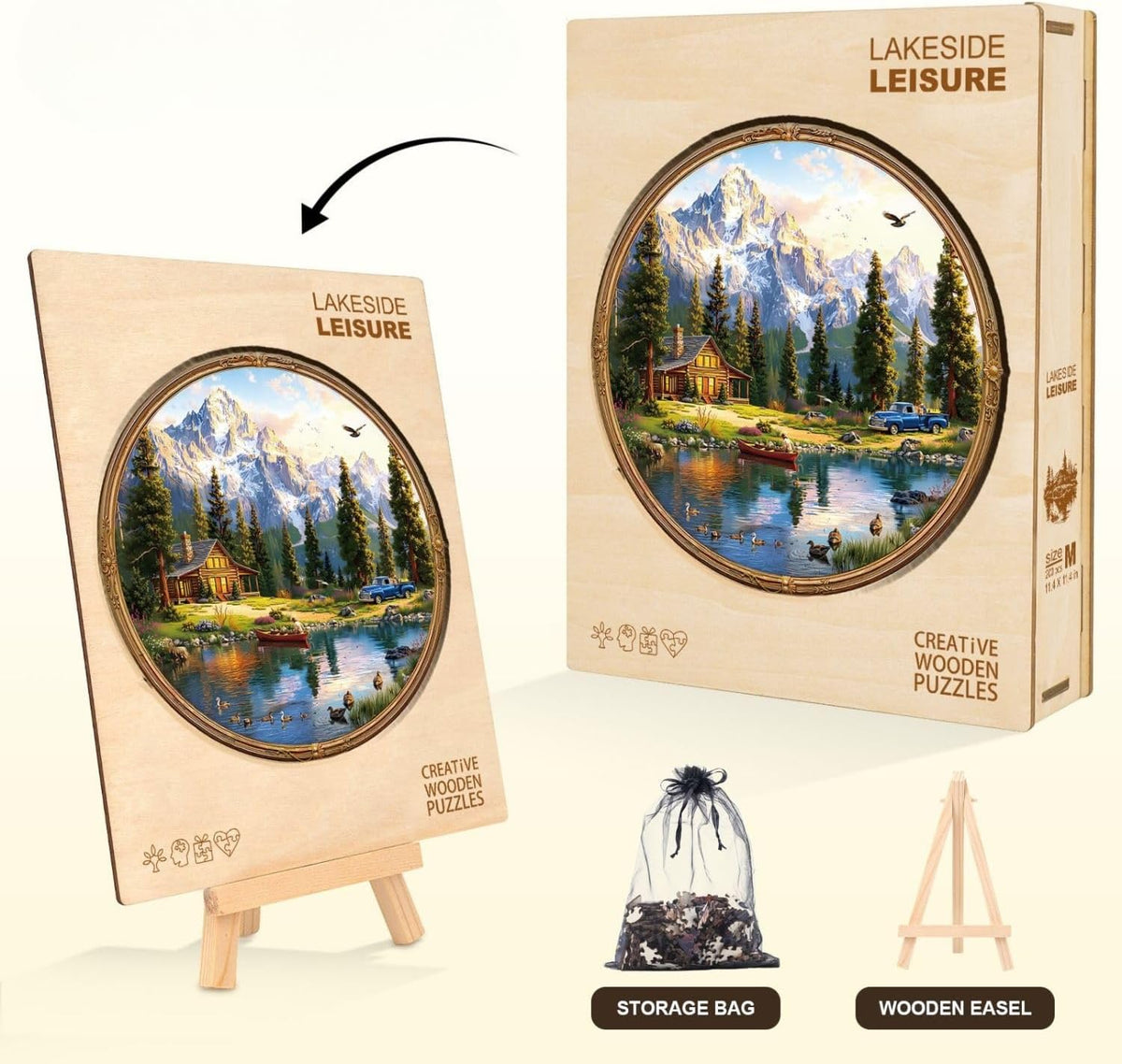 Rompecabezas de ocio junto al lago para adultos, regalos de madera, 265 piezas, 13.4 x 13.4 pulgadas
