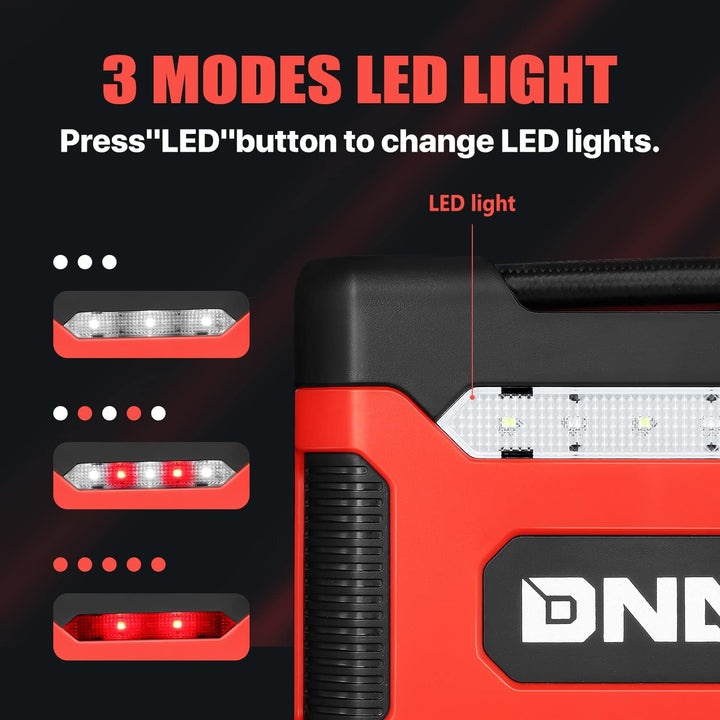 DNA Motoring TOOLS-00210 Inflador de neumáticos digital rojo de 12V...