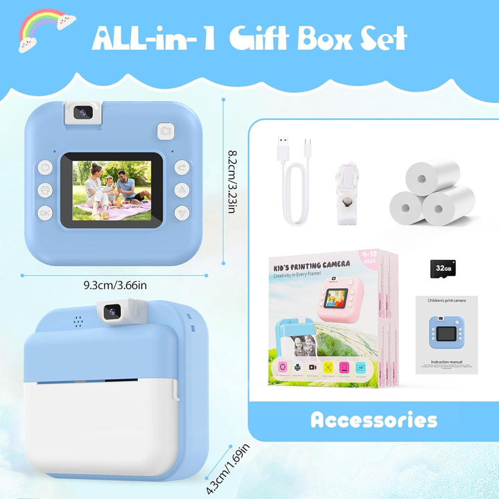 Cámara para niños con impresión instantánea: cámara digital con len...