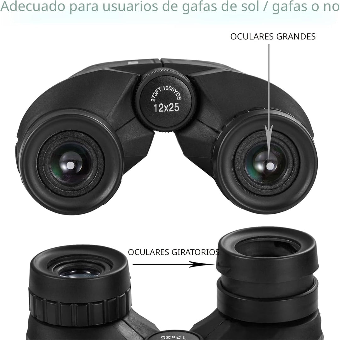 Occer Prismáticos compactos de 12 x 25 para adultos y
