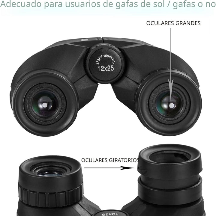 Occer Prismáticos compactos de 12 x 25 para adultos y