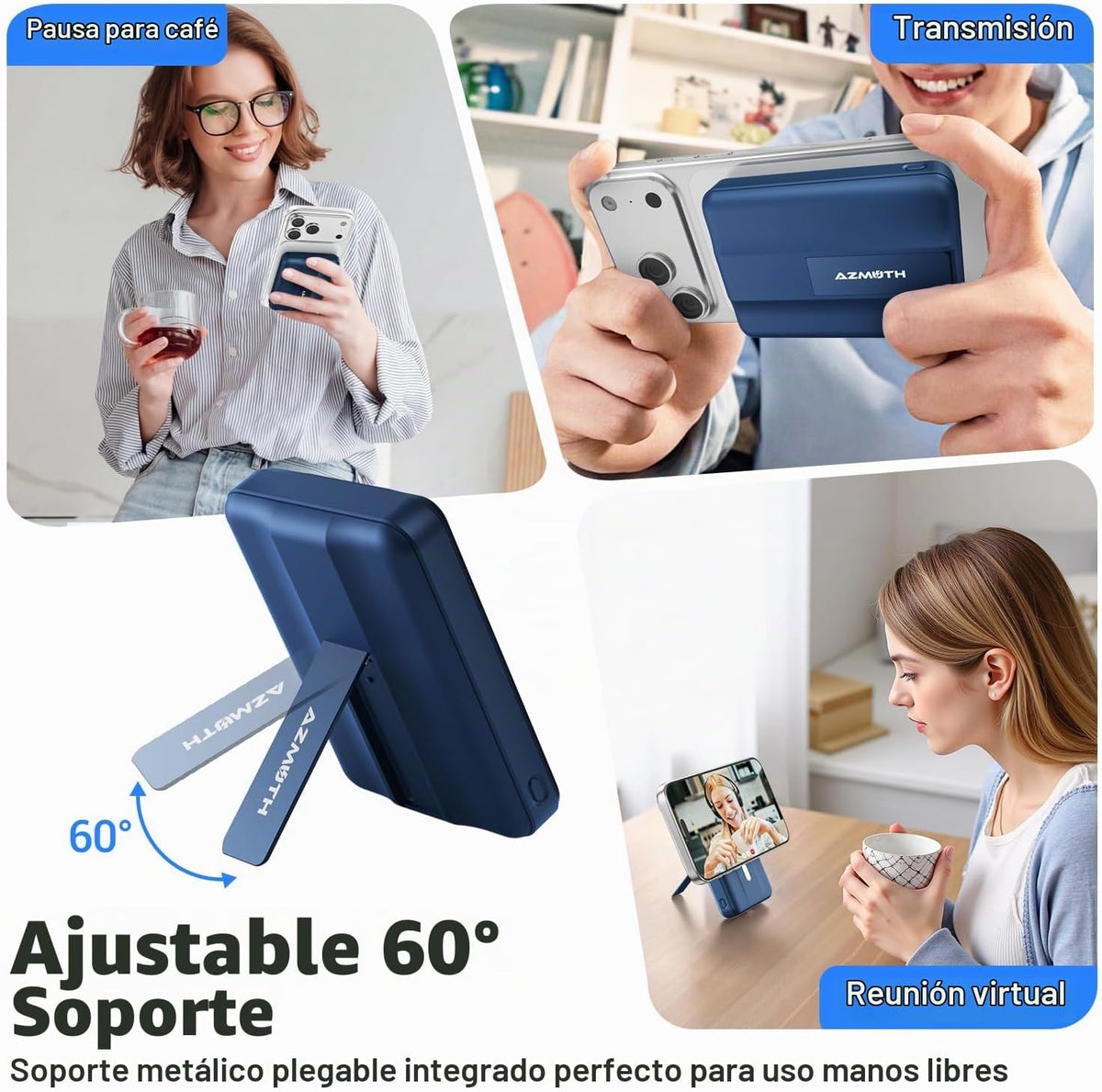 Azmuth Banco de energía inalámbrico magnético de 10000 mAh, cargado...