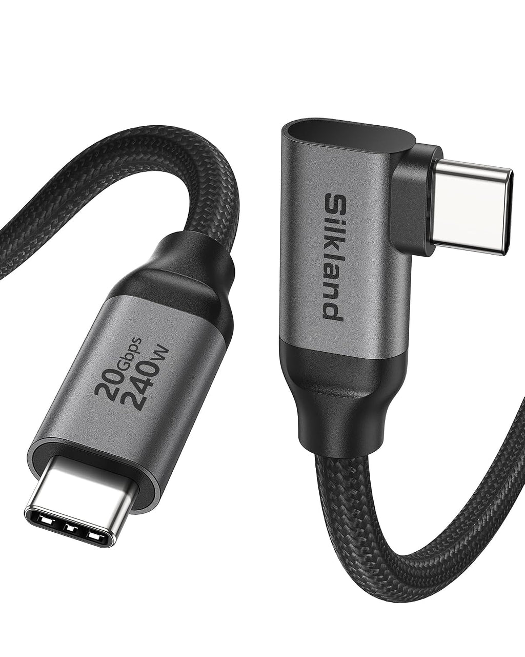 Silkland Cable de monitor USB C en ángulo recto de 6.6 pies, pantalla de 8K
