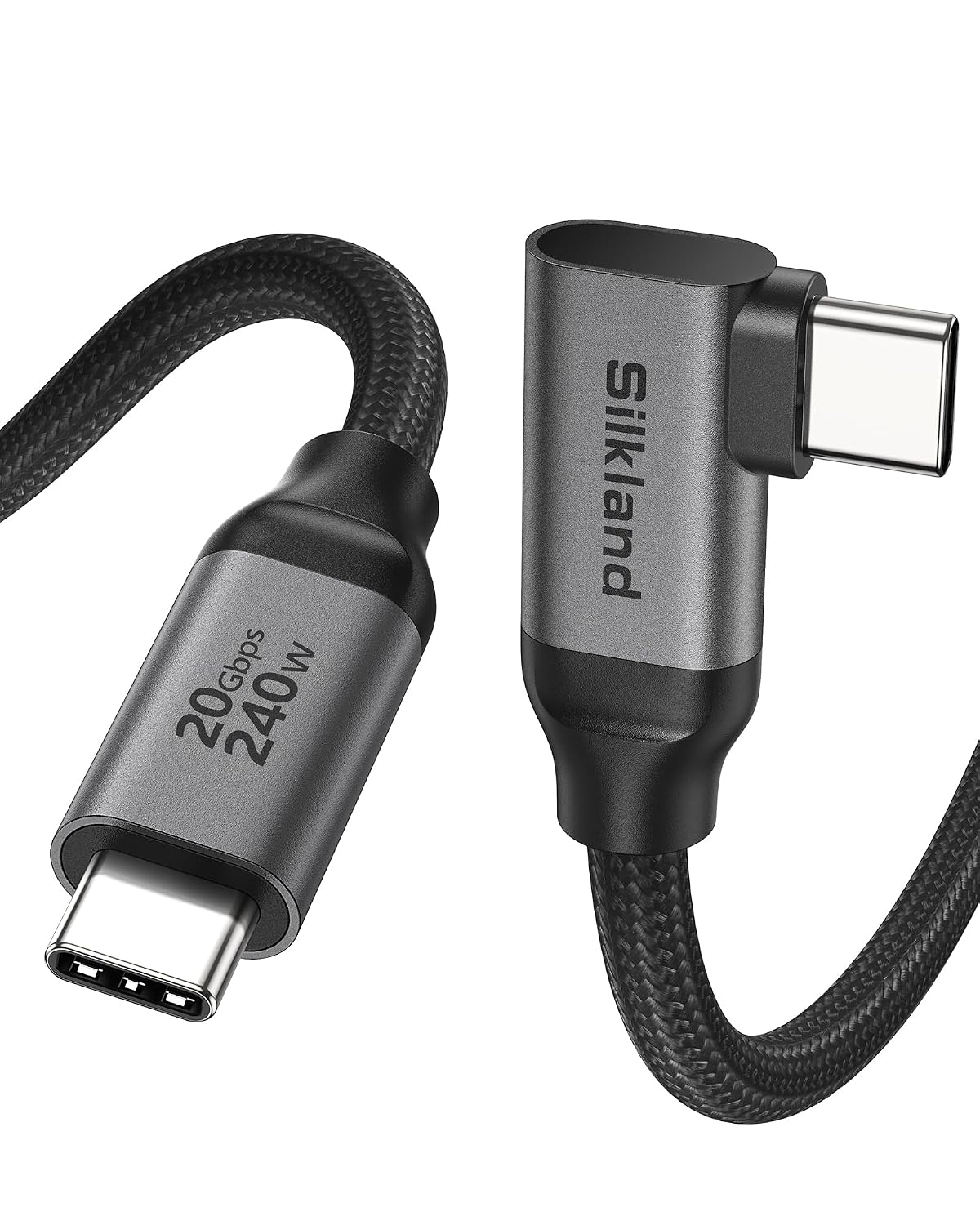 Silkland Cable de monitor USB C en ángulo recto de 6.6 pies, pantalla de 8K